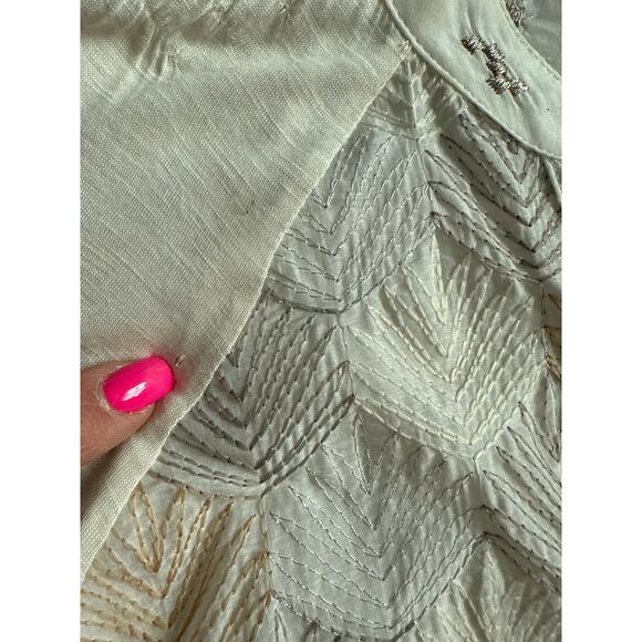 Anthropologie Tiny Button Up Embroidered Shirt White Size Medium Petite - Picture 9 of 11